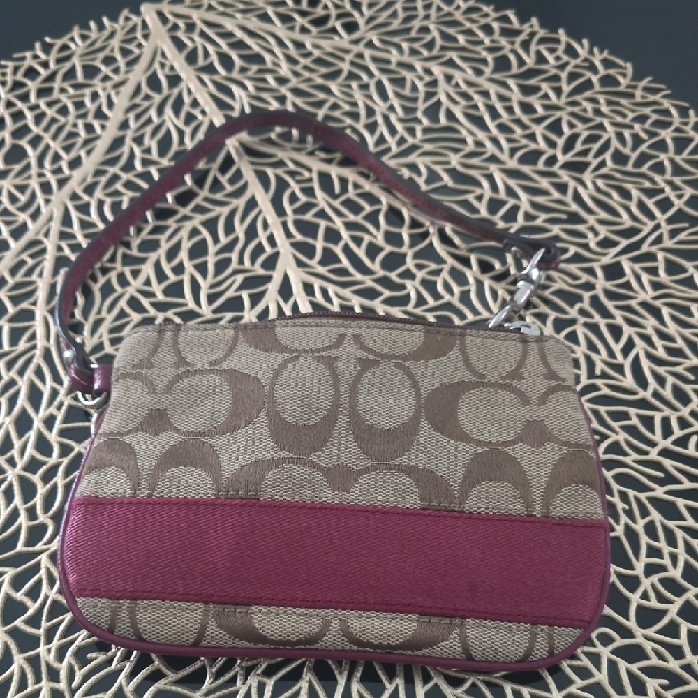 Coach Brown and Burgundy Wristlet